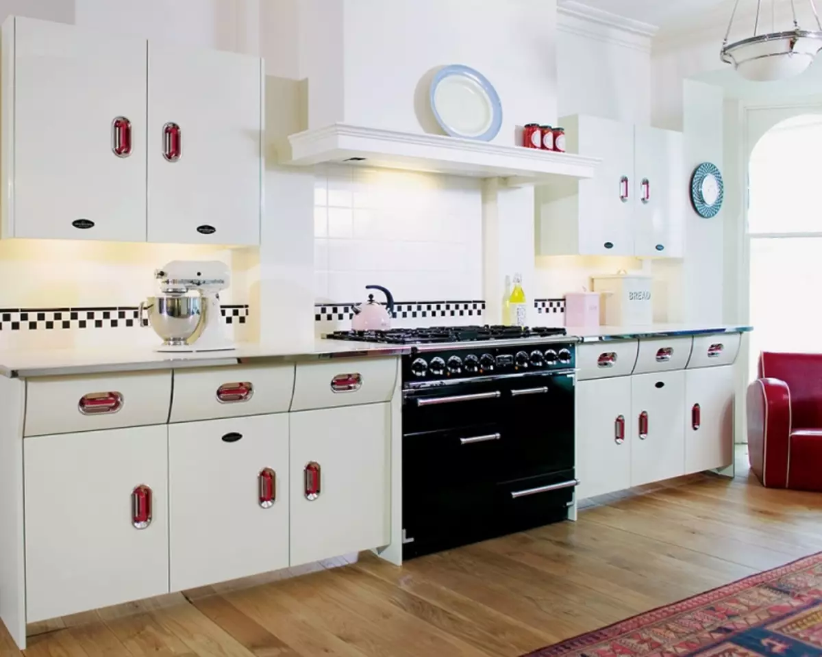 Retro Style Kitchen (55 bilder): Kjøkkenhodetelefoner og gardiner i Retro Stil Interiør, Moderne Designalternativer 21165_47