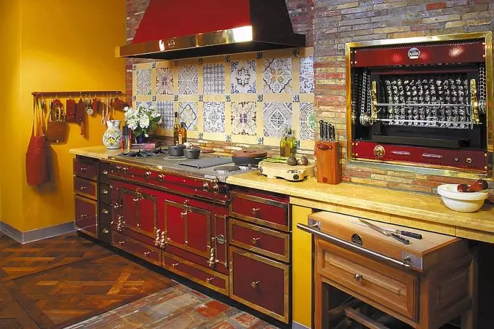 Retro Style Kitchen (55 foto's): Kombuiskoppe en gordyne in Retro Style Binne, Moderne Ontwerpopsies 21165_50
