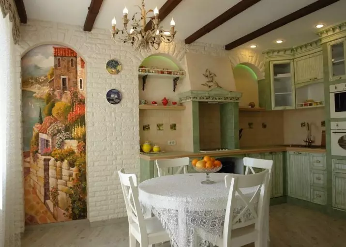 Little kitchens sa estilo ng Provence (60 mga larawan): Disenyo ng sulok at direktang kusina sa loob ng 