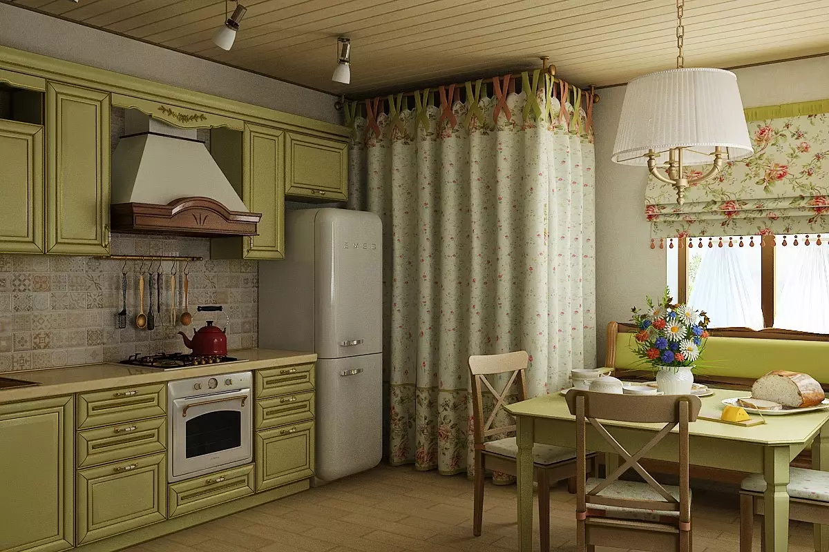 Piccole cucine nello stile della Provenza (60 foto): Design di angolo e cucine dirette all'interno di 