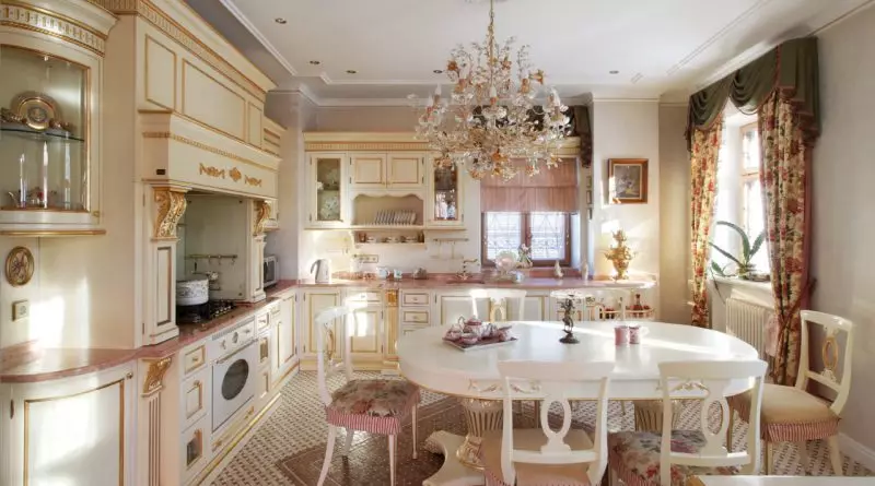 Kuchnia w stylu angielskim (68 zdjęć): Projektowanie wnętrz w angielskim stylu klasycznym, stylowe zasłony do salonu kuchennego 21167_15