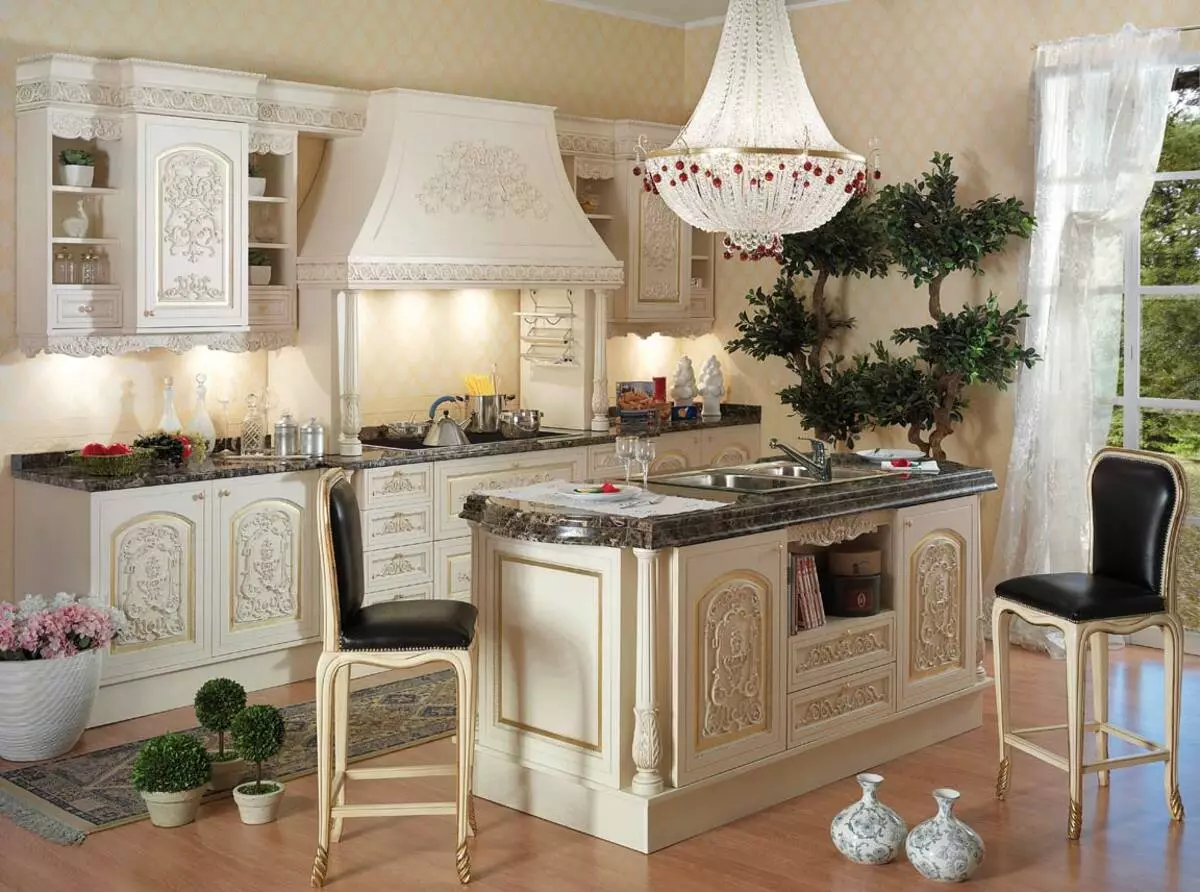 Italian-tyyliset keittiöt (63 valokuvaa): Little keittiötarvikkeet Keittiössä - olohuoneissa, sisustusesimerkkejä 21172_12
