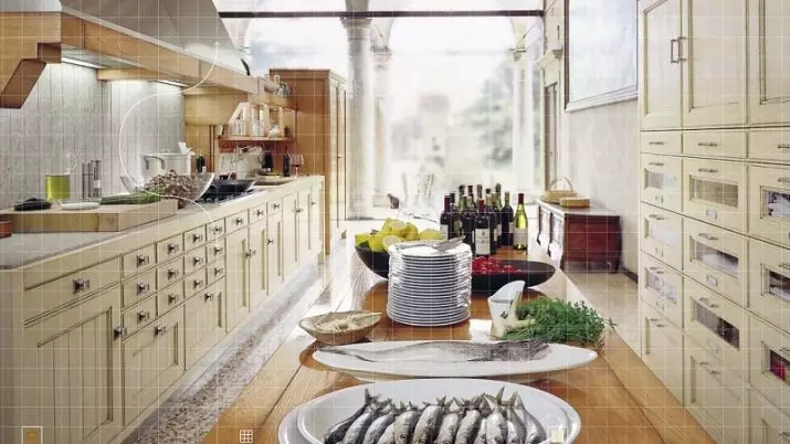 Κουζίνες Ιταλικού τύπου (63 φωτογραφίες): Μικρές επιλογές σχεδίασης μαγειρικών σκευών για κουζίνες-σαλόνια, εσωτερικά παραδείγματα 21172_55