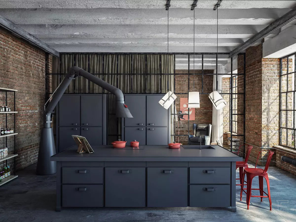 cozinha Preto (100 fotos): conjunto de cozinha de veludo preto com madeira em design de interiores, fosco e cozinha brilhante em cores cinza-escuro, design parede preta 21175_65