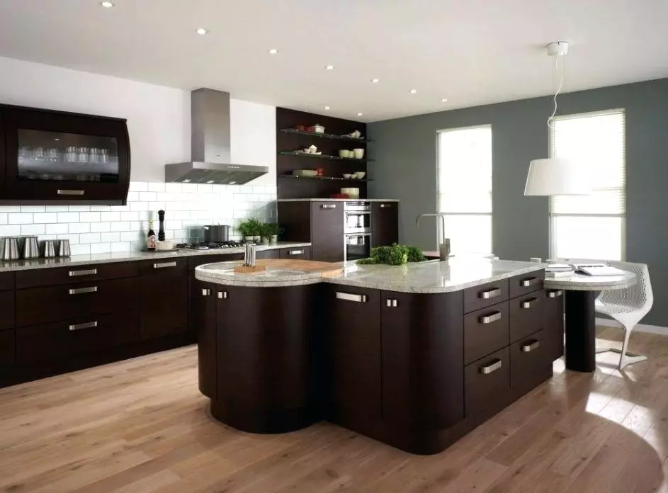 cozinha Preto (100 fotos): conjunto de cozinha de veludo preto com madeira em design de interiores, fosco e cozinha brilhante em cores cinza-escuro, design parede preta 21175_76