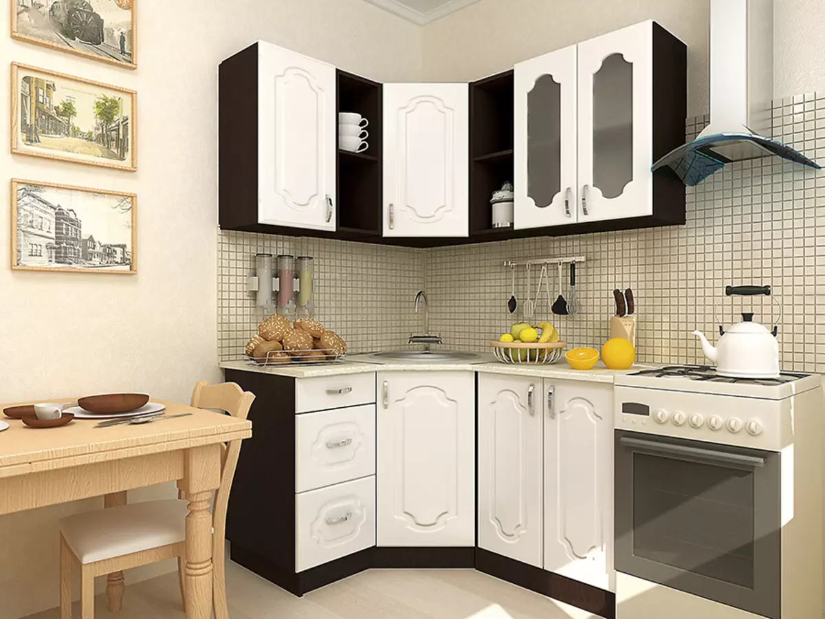 Dapur Angular Putih (46 Foto): Headset dapur mengkilap dan matte dalam gaya interior, modern dan klasik, dari MDF dan plastik 21179_45