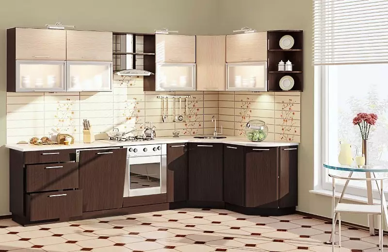 Bílé úhlové kuchyně (46 fotek): lesklé a matné kuchyňské sluchátka v interiéru, moderním a klasickém stylu, z MDF a plastu 21179_46