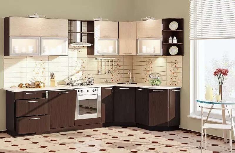 Cucine angolari bianche (46 foto): cuffie da cucina lucida e opaca negli interni, moderno e classico stile, da MDF e plastica 21179_46