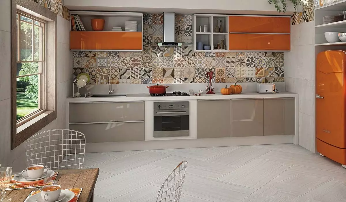 I-tile yekhitshi kwi-APRON (iifoto ezingama-129): Uyilo lwe-Kitchen Aprogram nge-ceramic thayile ye-horamic, ukugqiba iindlela zokukhetha i-rhombis enkulu, ipaneli yegumbi elimhlophe 21183_52