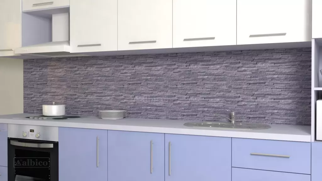 پیش بند آشپزخانه Albico (36 عکس): پانل ها را برای آشپزخانه از MDF و پلاستیک انتخاب کنید، طراحی پیش بند آماده شده برای دیوارها از سری 