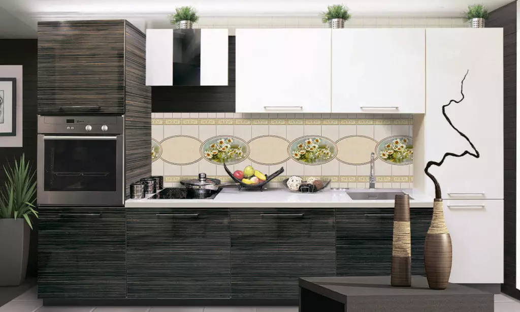 Konyhai kötények Albico (36 fotó): Válassza ki a panelek a konyhában MDF és műanyag, tervezés kész kötények falakra a „Gyümölcs és jég” sorozat 21185_20