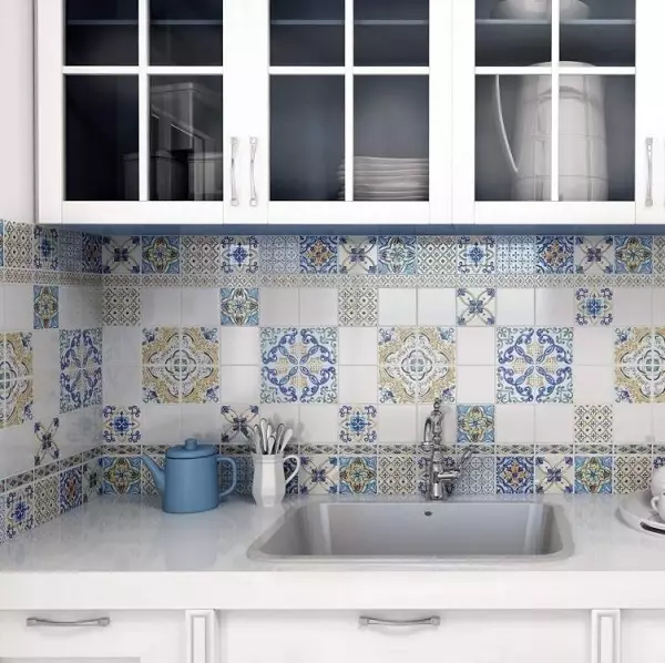 Kerama Marazzi Tile on the kitchenエプロン（37枚の写真）：キッチンエプロンのデザインのCabanchik Tile、キッチンインテリアのタイルコレクション 