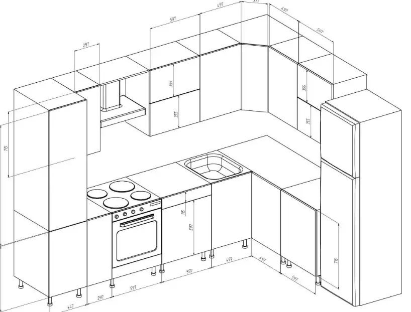 Димензије прегача у кухињи (33 фотографије): Стандарди кухињских прегача из плочица. Шта би требало да буде дебљина? Прегача удаљености од Паула 21198_23