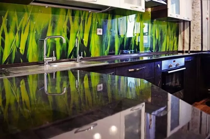 Glas Schürzen mit Fotodruck für die Küche (46 Fotos): Küchenschürzen von gehärtetem Glas mit Orchideen, Kaffee und anderen Entwurfsmöglichkeiten 21202_17
