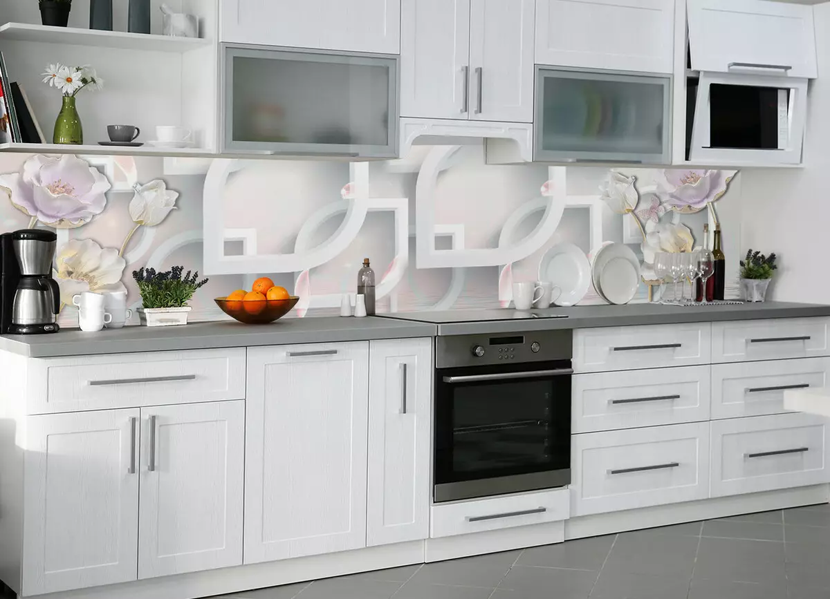 Priekšauti virtuvēm no MDF (65 fotogrāfijas): sienas virtuves paneļi ar modeli un fotoattēlu drukāšanu, apdares iespējas flīžu un koka 21205_25