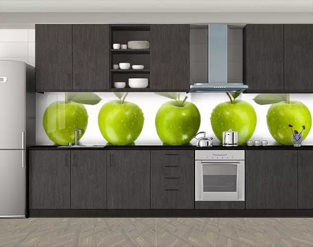پیش بند برای آشپزخانه از MDF (65 عکس): پانل های آشپزخانه دیواری با الگوی و چاپ عکس، گزینه های اتمام برای کاشی و چوب 21205_38