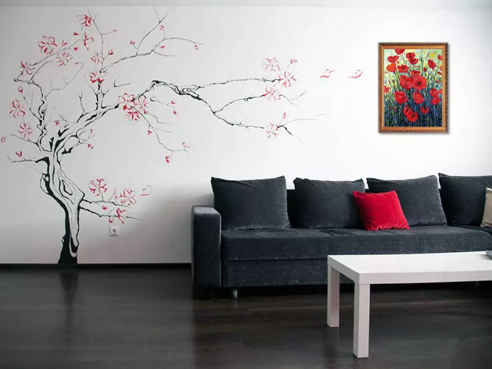 Disseny de el paper pintat de la sala (139 fotos): opcions de disseny de el paper pintat a l'interior sala d'estar. Com vèncer bé? paper pintat de gris i blau amb vensels i altres opcions 21219_82
