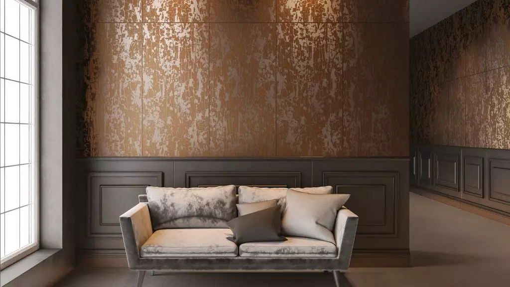 Wallpapers moderne në sallë (70 foto): Moderable letër-muri 2021 në muret në brendësi të dhomës së ndenjes. Cilat ngjyra janë në modë tani? Si të ngjitni? 21220_29