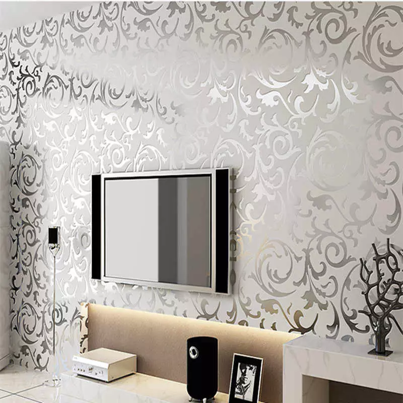Salonda Modern Duvar Kağıtları (70 Fotoğraf): Oturma odasının içindeki duvarlarda 2021 moda duvar kağıdı. Şimdi hangi renkler var? Tutkal nasıl? 21220_30