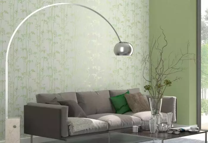 تصاویر پس زمینه نور در سالن (41 عکس): اتاق نشیمن طراحی داخلی با تصویر زمینه و کف در رنگ های روشن در آپارتمان و خانه. گزینه های جالب 21222_11