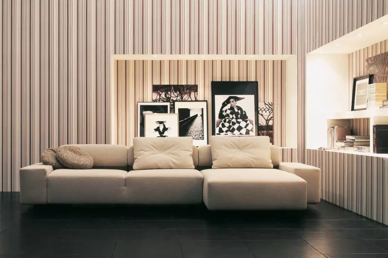 تصاویر پس زمینه نور در سالن (41 عکس): اتاق نشیمن طراحی داخلی با تصویر زمینه و کف در رنگ های روشن در آپارتمان و خانه. گزینه های جالب 21222_25