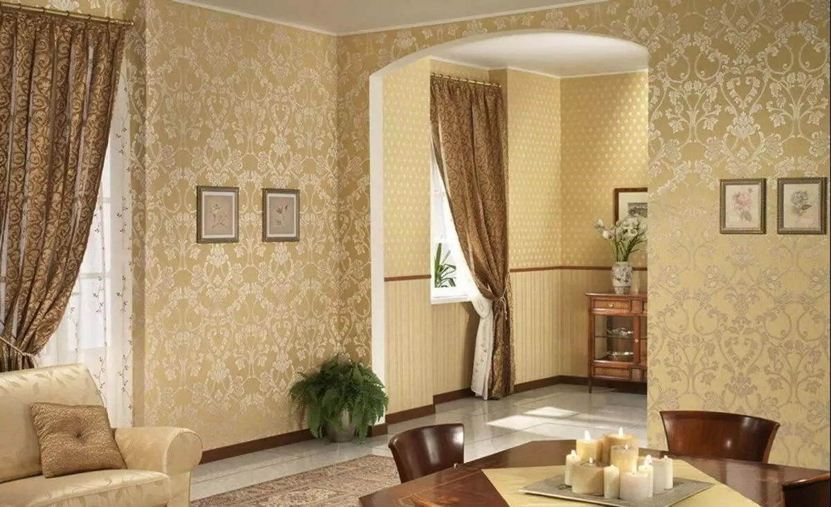 公寓壁紙在公寓（78張照片）：18平方米的大廳牆上的美麗壁紙。 m，室內設計選項與壁紙3d 2021.如何選擇khrushchev的小客廳壁紙？ 21223_56