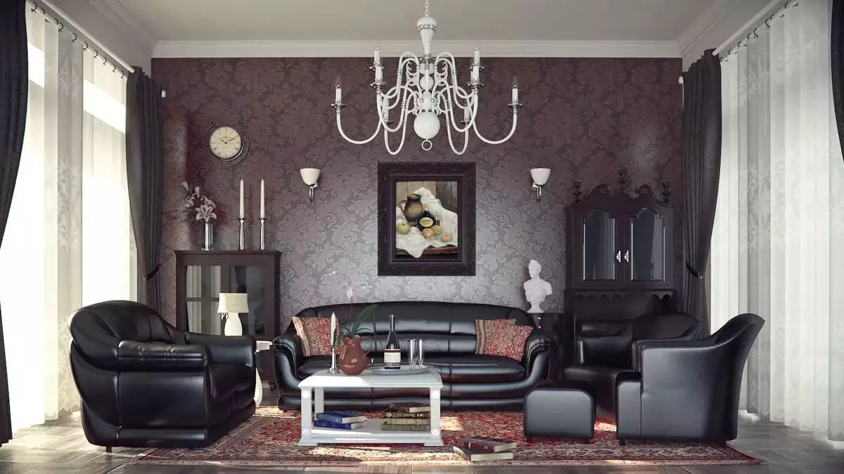 Wallpaper in the Hall (162 fotos): Hermoso fondo de pantalla en la pared en la sala de estar 2021, Descrición xeral das opcións de estilo Provence, escoller cores escuras, grises e outras cores de fondo 21224_134