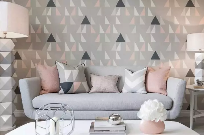 Wallpaper in the Hall (162 fotos): Hermoso fondo de pantalla en la pared en la sala de estar 2021, Descrición xeral das opcións de estilo Provence, escoller cores escuras, grises e outras cores de fondo 21224_28