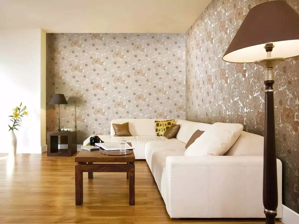 Tapeta v hale (162 fotografií): Krásná tapeta na zdi v obývacím pokoji 2021, přehled o možnosti stylu Provence, vybrat tmavé, šedé a jiné barvy tapet 21224_62