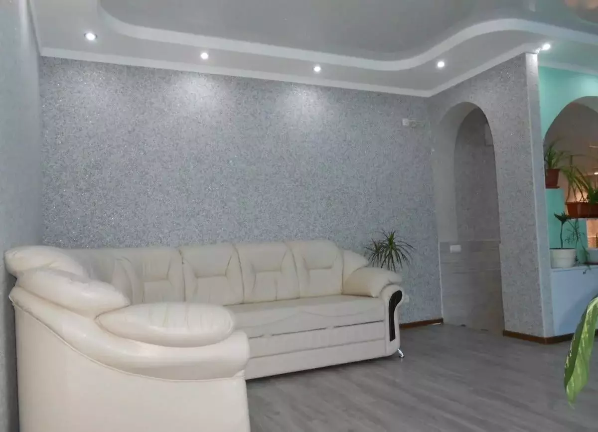 Tapetai salėje (162 nuotraukos): gražus tapetai ant sienos į kambarį 2021, Provanso stiliaus parinkčių apžvalga, pasirinkite tamsiai, pilka ir kita tapetų spalvų 21224_73