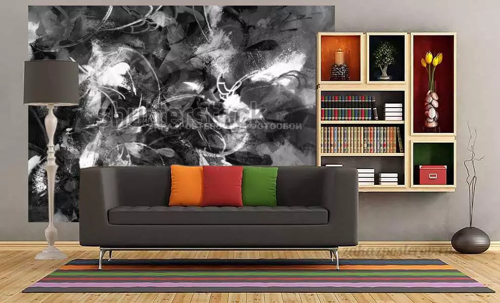 Fotomural para o salón (111 fotos): deseño de fondos de pantalla con rosas no interior da sala de estar, a elección dos fondos de pantalla, o espazo en expansión, na parede por riba do sofá e noutros lugares 21225_85