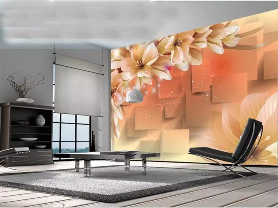 Ѕид фреска во салата (111 фотографии): Дизајн на фото позадина со рози во внатрешноста на дневната соба, изборот на позадини, проширување на просторот, на ѕидот над софата и на други места 21225_88