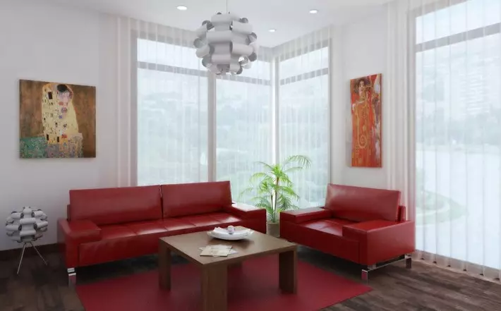 Leather Sofas sa living room (28 mga larawan): Interior design na may malaking elite brown at iba pang mga kulay na katad na supa 21230_17