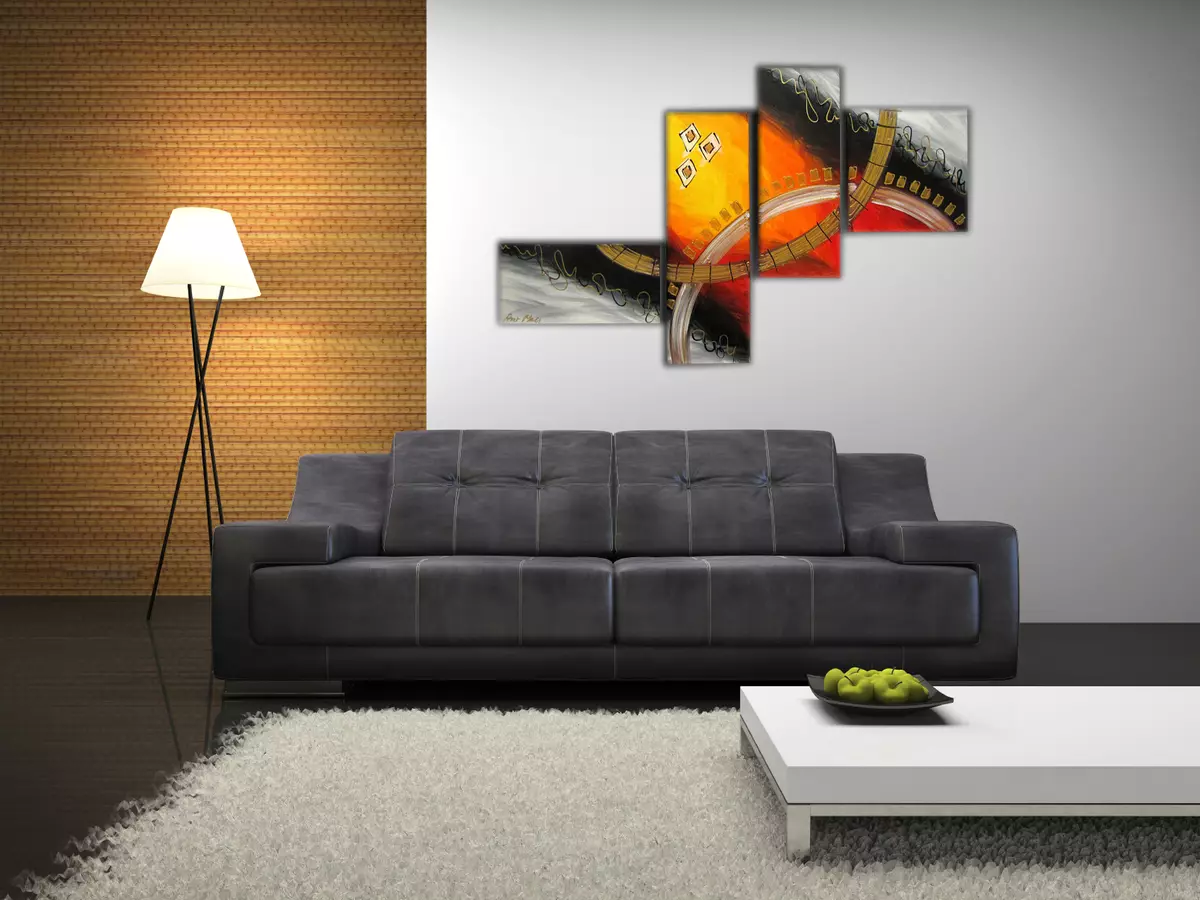 Hvordan lage en vegg i stuen over sofaen? 49 Bilder Hvordan og hvordan dekorere veggen i hallen? Accent Wall Design Ideas over sofaen 21236_27
