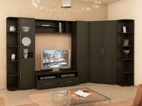 Moderné diapozitívy pre obývaciu izbu (74 fotografií): modulárne a iné posuvné steny v miestnosti v modernom štýle. Módne nezvyčajné novinky 21238_30