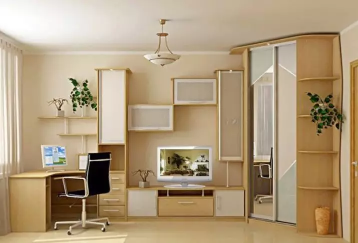 Moderné diapozitívy pre obývaciu izbu (74 fotografií): modulárne a iné posuvné steny v miestnosti v modernom štýle. Módne nezvyčajné novinky 21238_32