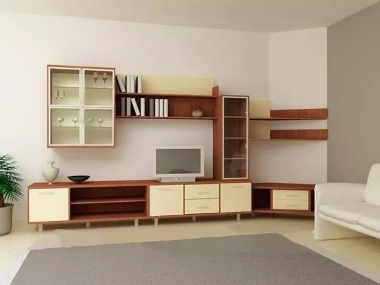 Moderné diapozitívy pre obývaciu izbu (74 fotografií): modulárne a iné posuvné steny v miestnosti v modernom štýle. Módne nezvyčajné novinky 21238_9