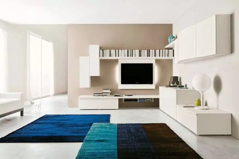 Dinding sudut di ruang tamu (80 foto): Pilih dinding modular modern dengan lemari pakaian dan dinding mini dalam gaya klasik 21241_55