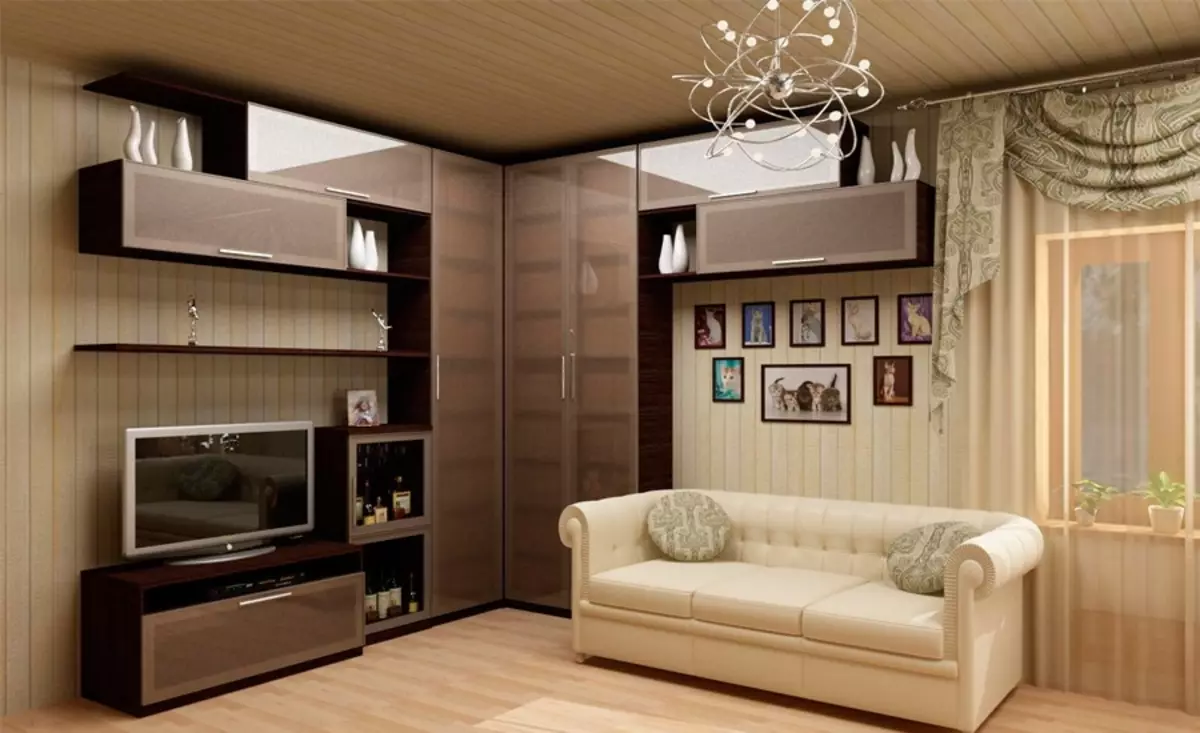 современная мебель в гостиную с угловым шкафом