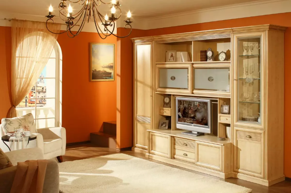 Klasiskās sienas dzīvojamā istabā (48 fotogrāfijas): spilgti modernas sienas stilā klasisko un skaistu melnās sienas, citi modeļi zālē 21245_29