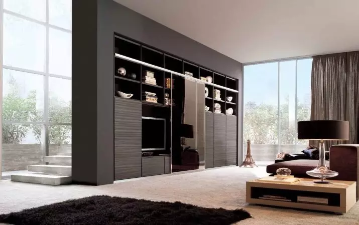 Moduļu skapji dzīvojamā istabā (40 fotogrāfijas): kā izvēlēties modernu komplektu zālē ar leņķa skapi? Dzīvojamās istabas dizaina idejas ar moduļu skapjiem 21251_10