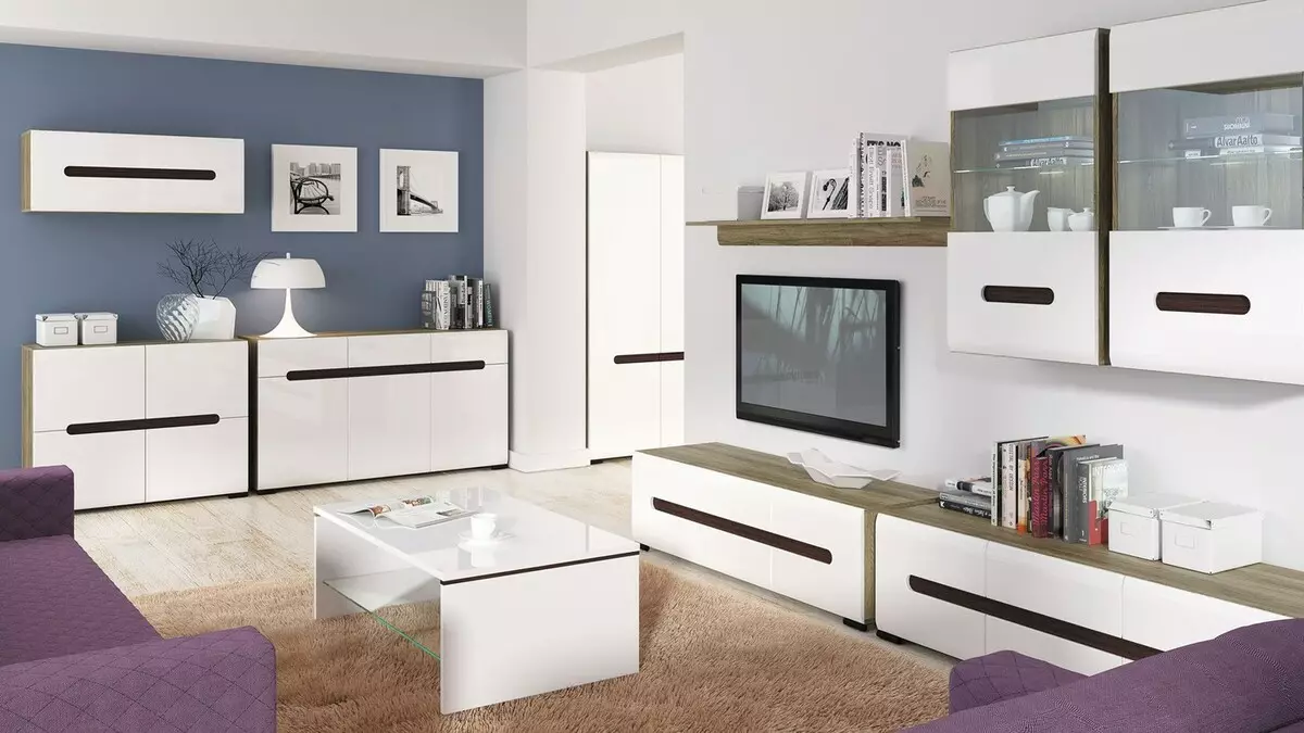 Moduļu skapji dzīvojamā istabā (40 fotogrāfijas): kā izvēlēties modernu komplektu zālē ar leņķa skapi? Dzīvojamās istabas dizaina idejas ar moduļu skapjiem 21251_20
