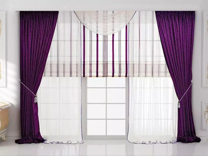 Lilla gardiner i soveværelset (38 billeder): lilla og lavendel gardiner med lys af lys farve i soveværelset interiør, blomme gardiner 21272_26