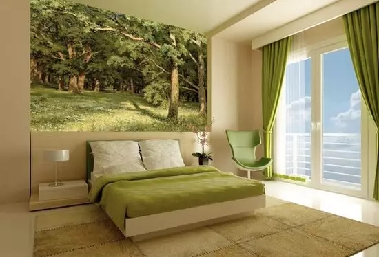 Yatak odasında yeşil perdeler (58 fotoğraf): Nane ve açık yeşil perdeli iç mekanlar, zümrüt perdeler ve koyu yeşil perdeli tasarım, diğer seçenekler 21286_32