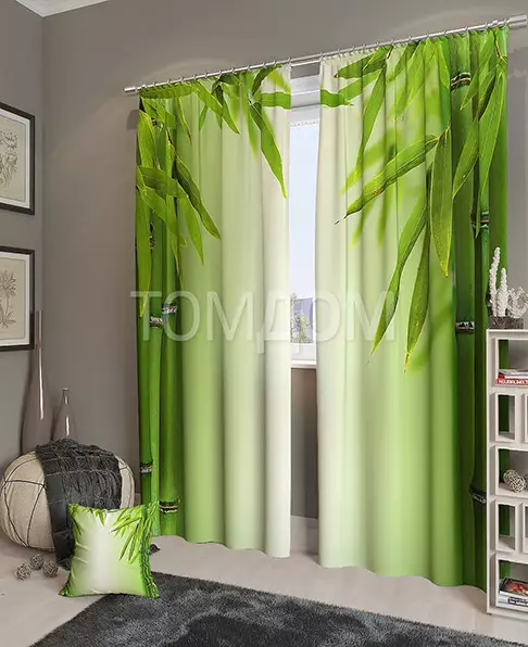 Green curtains sa bedroom (58 mga larawan): Interiors na may mint at light green curtains, disenyo na may esmeralda curtains at dark green curtains, iba pang mga pagpipilian 21286_42