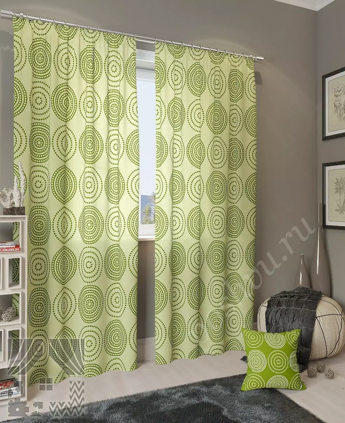 Зелени завеси в спалнята (58 снимки): интериор с мента и леки зелени завеси, дизайн с изумрудени завеси и тъмно зелени завеси, и други опции 21286_45