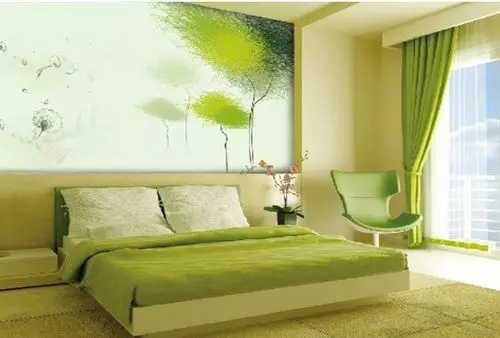 침실에있는 녹색 커튼 (58 사진) : 민트와 밝은 녹색 커튼이있는 인테리어, 에메랄드 커튼 및 짙은 녹색 커튼, 기타 옵션 21286_8