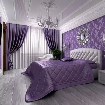 Färggardiner i sovrummet (61 bilder): Hur man väljer en lämplig nyans? Hur man väljer en solig gardiner? De mest lämpliga kombinationerna av toner av gardiner, tapeter och möbler 21293_21