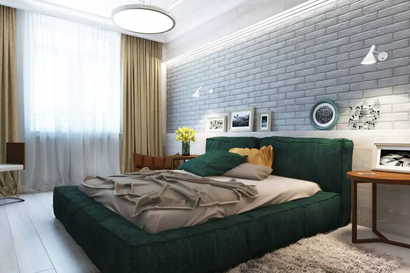 Färggardiner i sovrummet (61 bilder): Hur man väljer en lämplig nyans? Hur man väljer en solig gardiner? De mest lämpliga kombinationerna av toner av gardiner, tapeter och möbler 21293_5