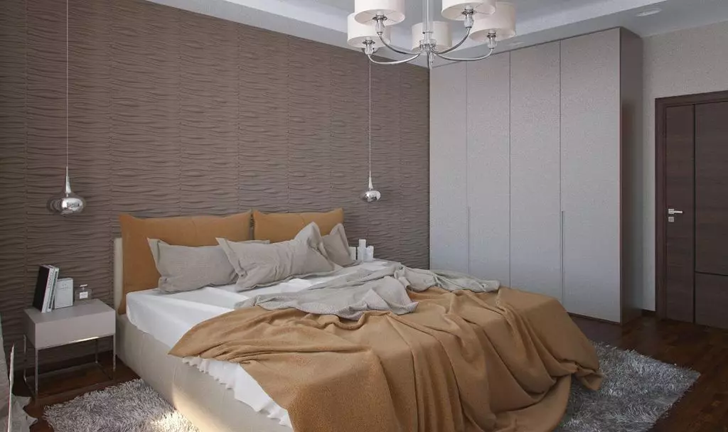 Rov v spalnici nad posteljo (54 fotografij): moderne stenske svetilke. Kakšna je višina od njih, da jih obesite? Pravilna namestitev suspenzij 21303_36